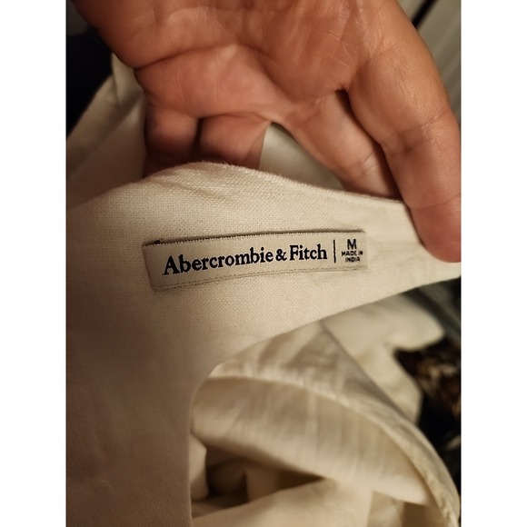 Abercrombie & Fitch Linen Blend Mini Shell Dress M Open Back Sheath - Picture 2 of 14